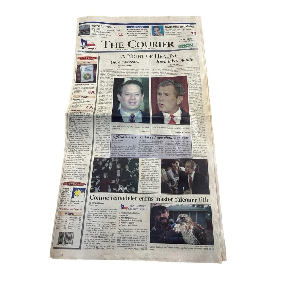 Dec 14 2000 The Courier Newspaper Bush‎ Takes Mantle Gore Concedes